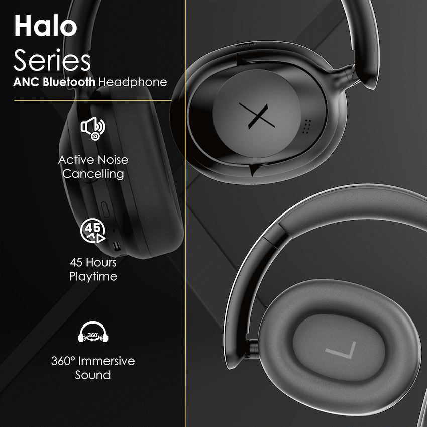 VolkanoX Halo ANC Bluetooth Headphone - Black