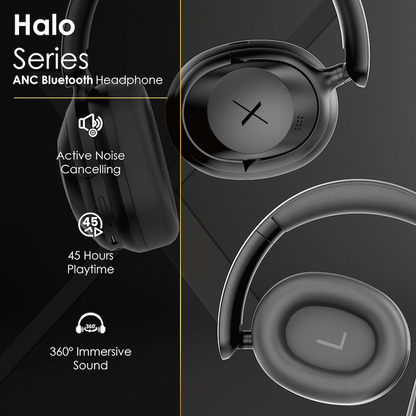 VolkanoX Halo ANC Bluetooth Headphone - Black