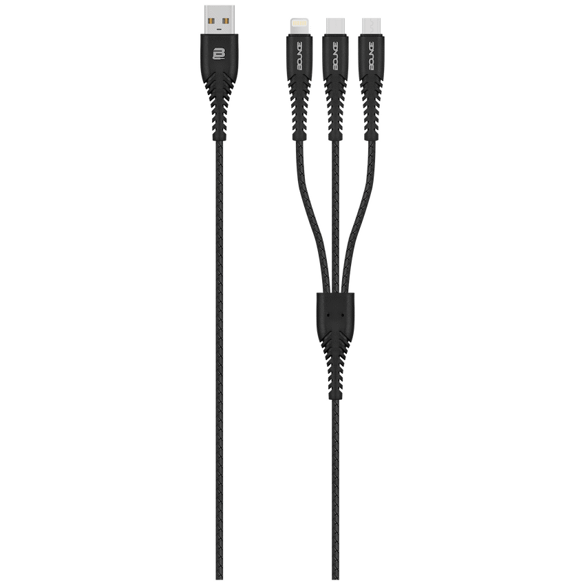 Bounce Cord Series 3 in 1 Charge Cable 1m - Black
