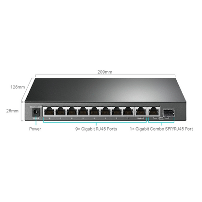 TP-Link TL-SG1210MPE 10-Port Gigabit Easy Smart Switch with 8-Port PoE+