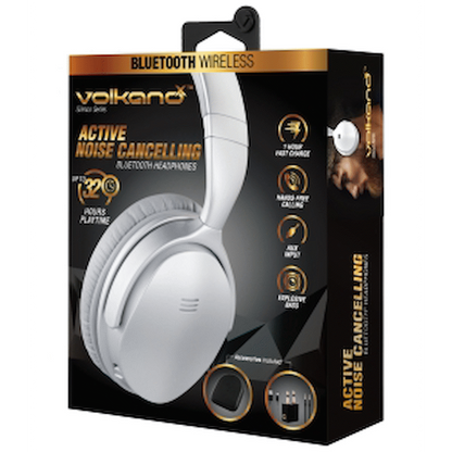 VolkanoX Silenco Series Active Noise Cancelling Bluetooth Headphones - Silver