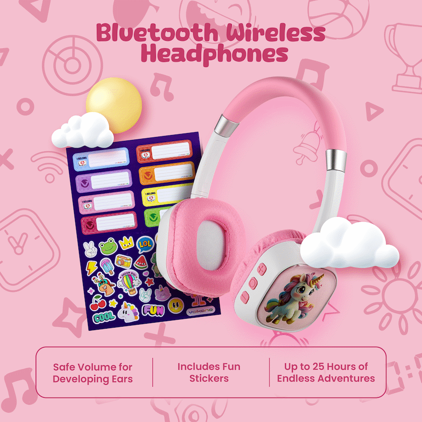 Volkano Wonder Bluetooth Wireless Headphones - Pink