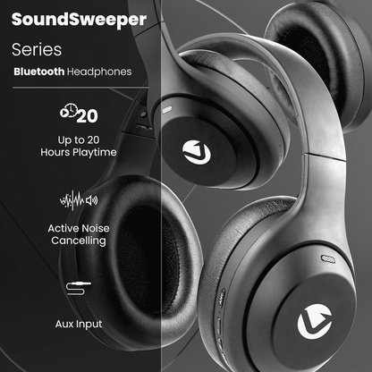 Volkano SoundSweeper Series Active Noise Cancelling bluetooth Headphones - Black