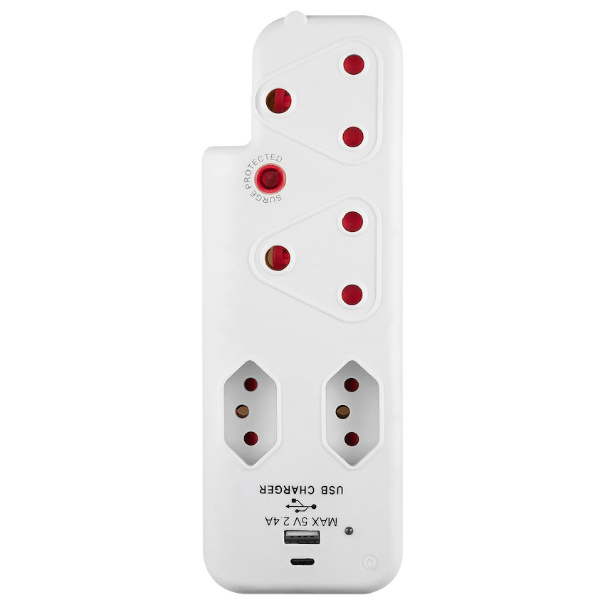 Switched 4-Way Medium Surge Adaptor with Type-C + USB