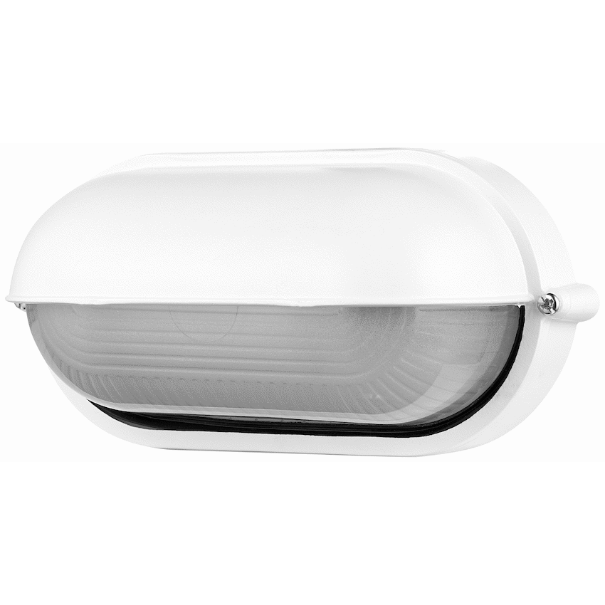 Ellies Arc Series - Large AC Oval Bulkhead - Aluminium + Glass - E27 Base -WT