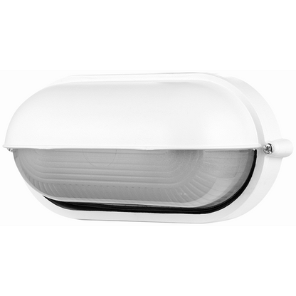 Ellies Arc Series - Large AC Oval Bulkhead - Aluminium + Glass - E27 Base -WT