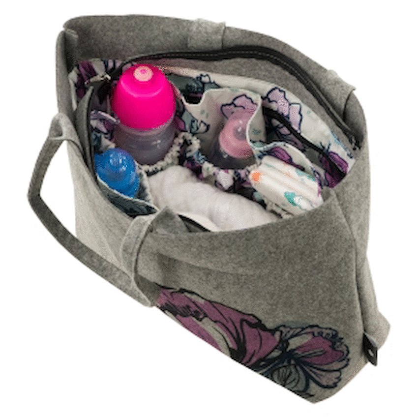 Totes Babe Peony Diaper Tote - Grey