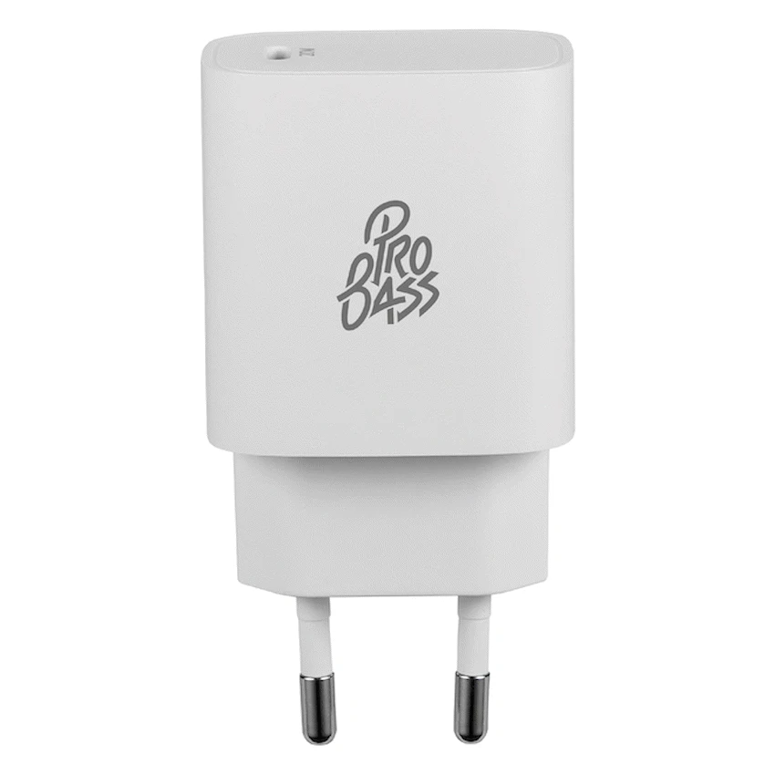 Pro Bass RapidCharge Series 20w Single Type-C Wall Charger - White