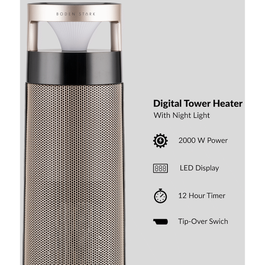 Boden Stark Tower Heater Night Light - Champagne