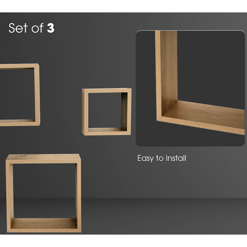 Everfurn Lotus Floating Wall Shelves - Set of 3
