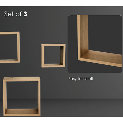 Everfurn Lotus Floating Wall Shelves - Set of 3