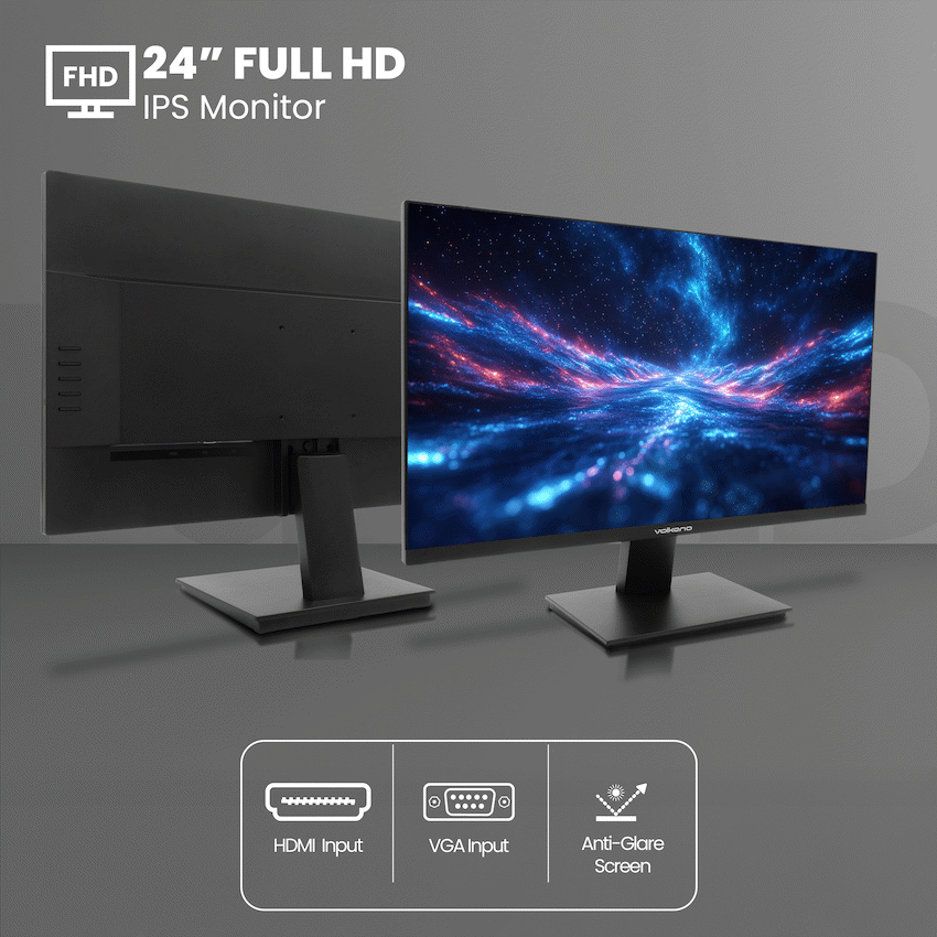 Volkano 24-inch Full HD IPS Monitor with HDMI/VGA, 100 Hz