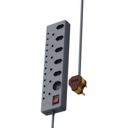 Ellies 12 way High Surge Multiplug 0.5M - Grey