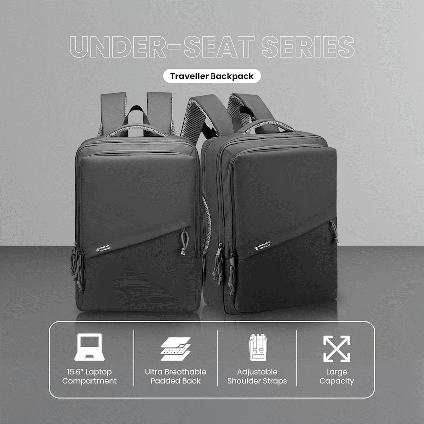 Volkano Under-Seat Traveller Backpack Charcoal