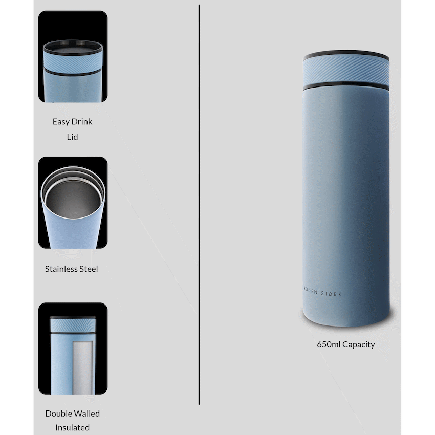 Boden Stark 650ml Double-Walled Flask - Blue