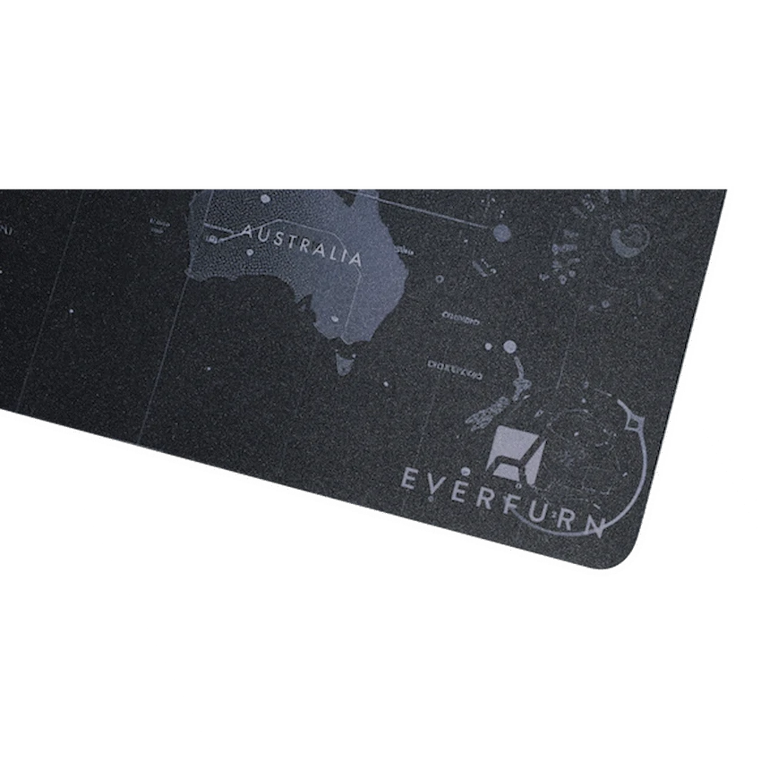 Everfurn Desk Mat - World Map - Large - Black - Non-Slip