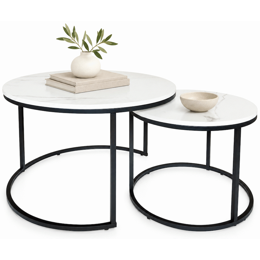 Everfurn Nile Nesting Coffee Table - Marble White