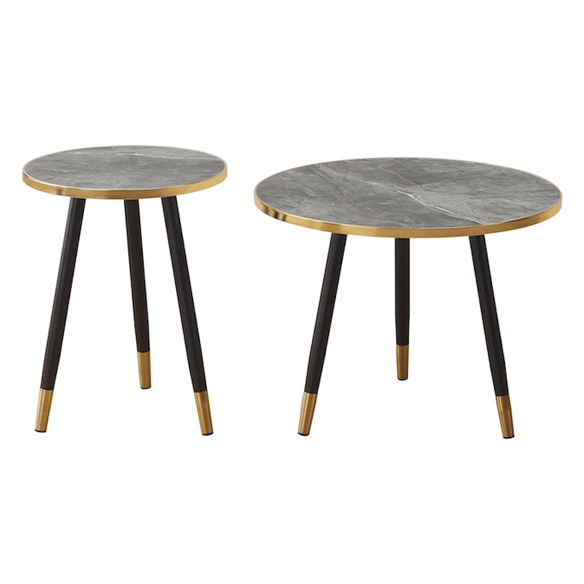 Everfurn Diana Coffee Table Grey Marble with Black Legs