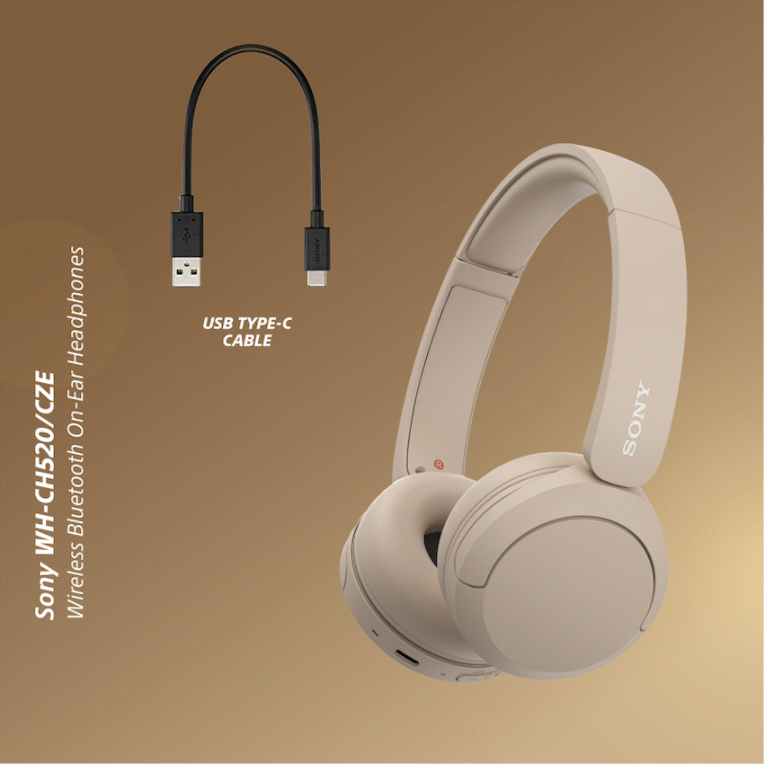 Sony WH-CH520 (Beige) Bluetooth On-Ear Headphones