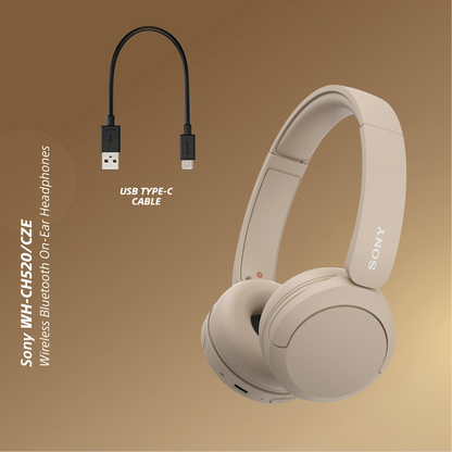 Sony WH-CH520 (Beige) Bluetooth On-Ear Headphones