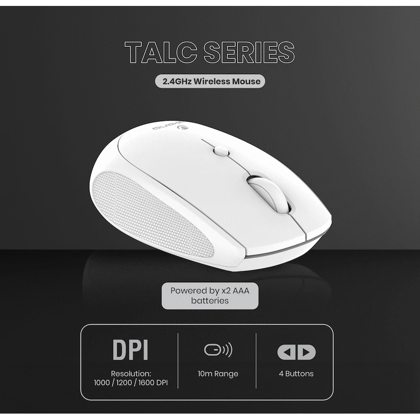 Volkano Talc Wireless Mouse - White