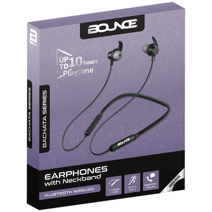 Bounce Bachata Series Bluetooth Earphones with Neckband - Black