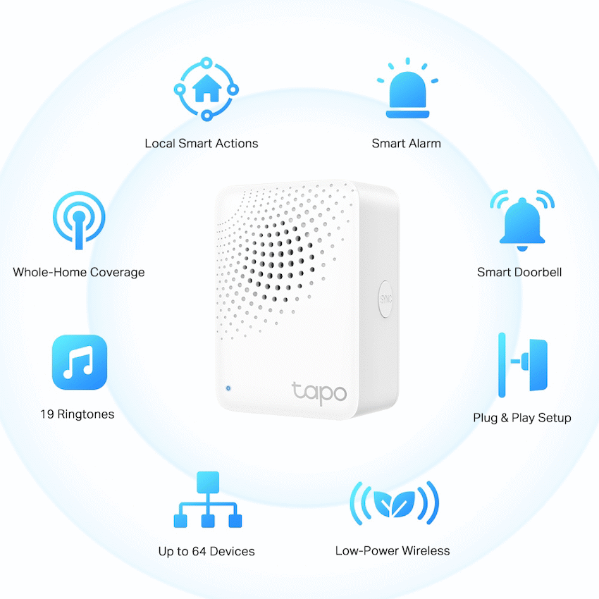 TP-Link Tapo H100 Smart Wi-Fi 868mhz Hub with Chime