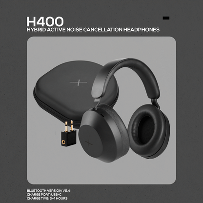 VolkanoX H400 Hybrid Active Noise Cancellation Headphones - Black
