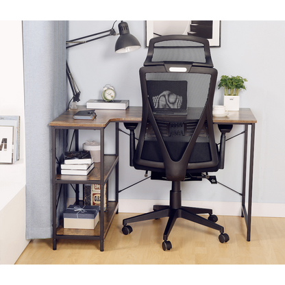 Everfurn Anthony L-Shaped Corner Work Desk - Steel Frame