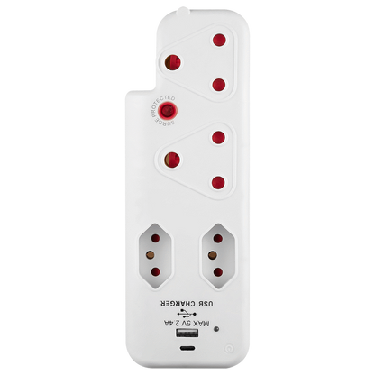 Ellies  4 Way Surge adaptor with type C + USB - WT