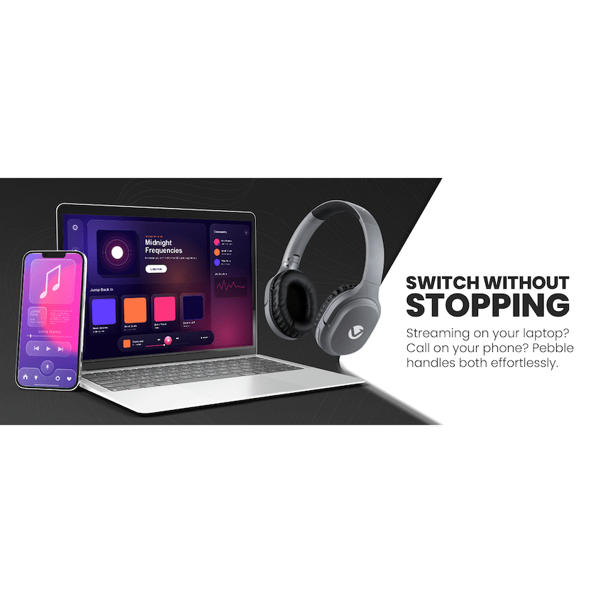 Volkano Pebble Series Bluetooth Headphones - Dark Grey