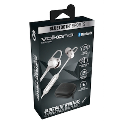 Volkano Rush 2.0 Bluetooth Earphones with Carry Case - Silver
