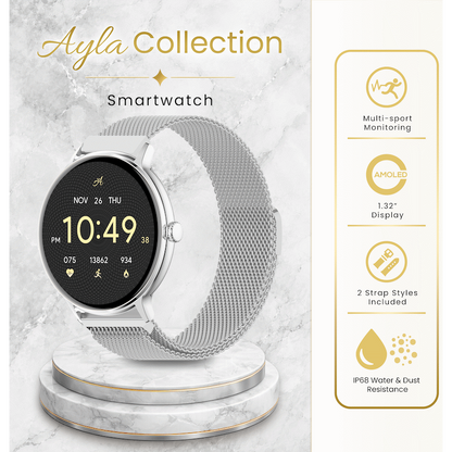 Volkano Ayla Collection Smartwatch with Extra Silicone Strap - Silver