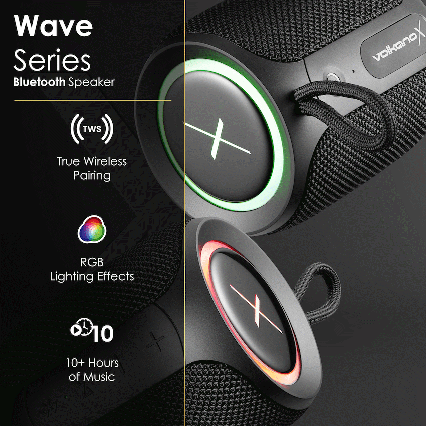 Volkano X Wave IPX66 Bluetooth Speaker - Black