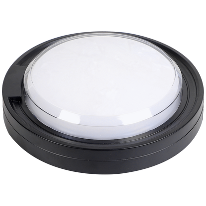 Ellies Cresent Series AC 24W Round LED Bulkhead - PC - BK