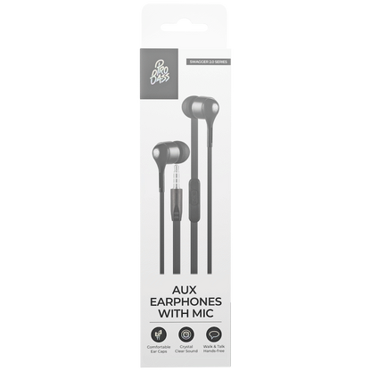 Pro Bass Swagger 2.0 Series - Boxed Auxiliary Earphone with Mic - Black