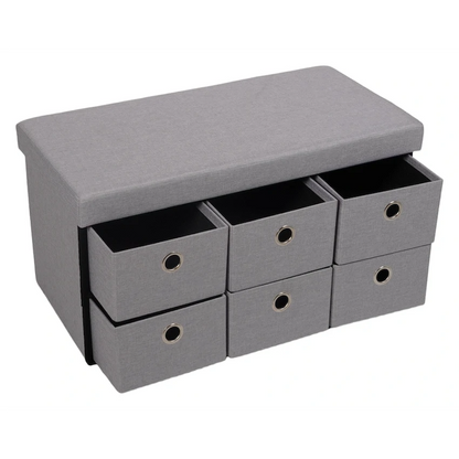 Foldable Storage Ottoman with Six Drawers