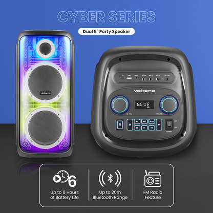 Volkano Cyber Series Dual 8" Party Speaker