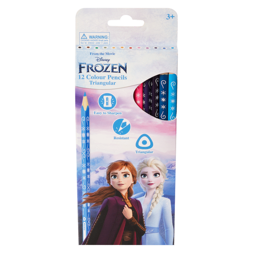Frozen 12 Colour Pencils Triangular - Multi