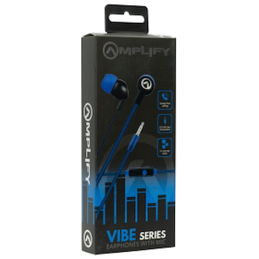 Amplify Vibe Series Earphones with Mic - Black and Blue