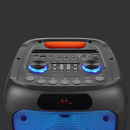 Volkano Helios Series Dual 8" Party Speaker with Microphone & Light Effects