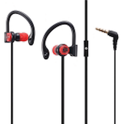 Bounce Break series hook-on earphones Black/Red