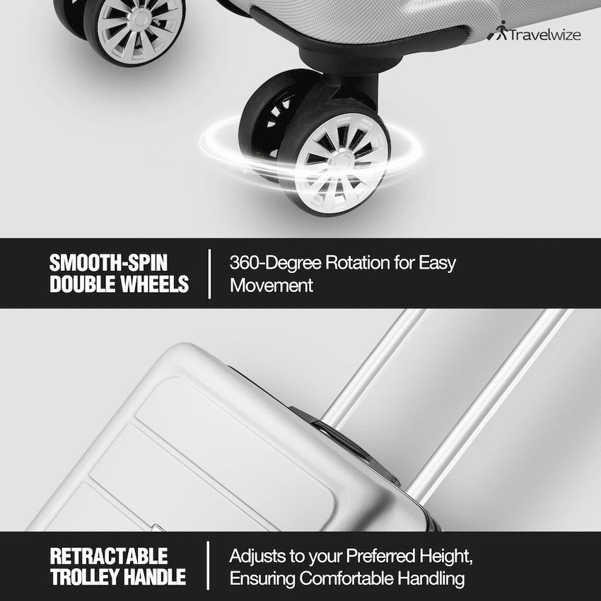 Travelwize Maple ABS 85cm 4-Wheel Spinner Luggage - Silver