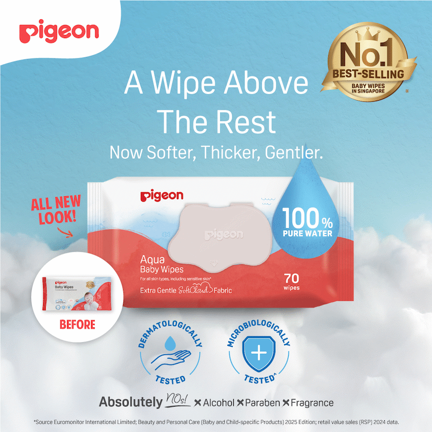 PIGEON AQUA BABY WIPES 70's FLIPTOP  3-IN-1