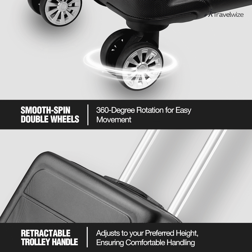 Travelwize Maple ABS 55cm 4-Wheel Spinner Luggage - Black