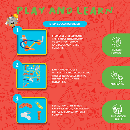 Edu-matic Flexi Build Mini Kit - Helicopter - 14 pcs