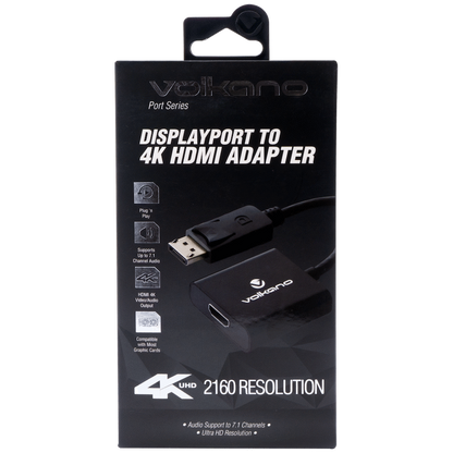 Volkano Port Series DisplayPort to 4K HDMI Converter 10cm - Black