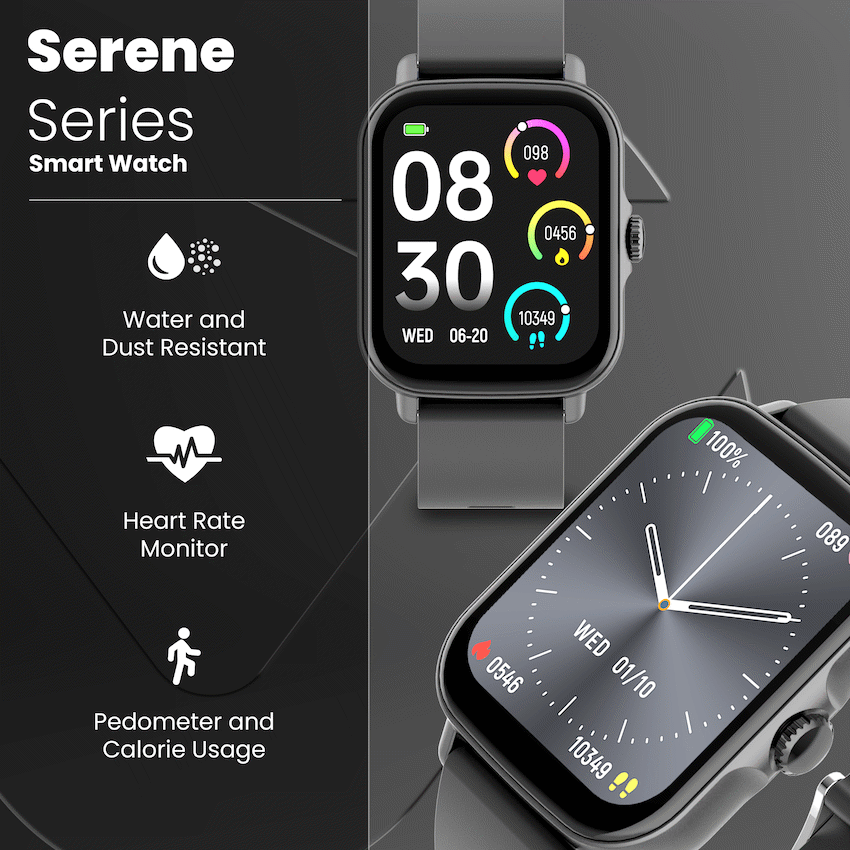 Volkano Active Tech Serene series Watch with heart rate monitor - Black