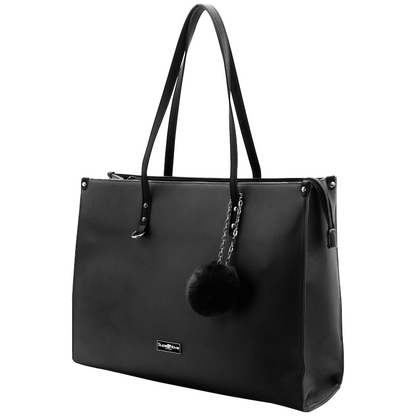 Supanova Pompom Ladies Laptop Bag - Black