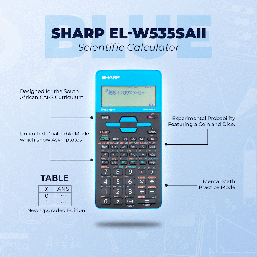 Sharp EL-W535SAII Blue Scientific Calculator